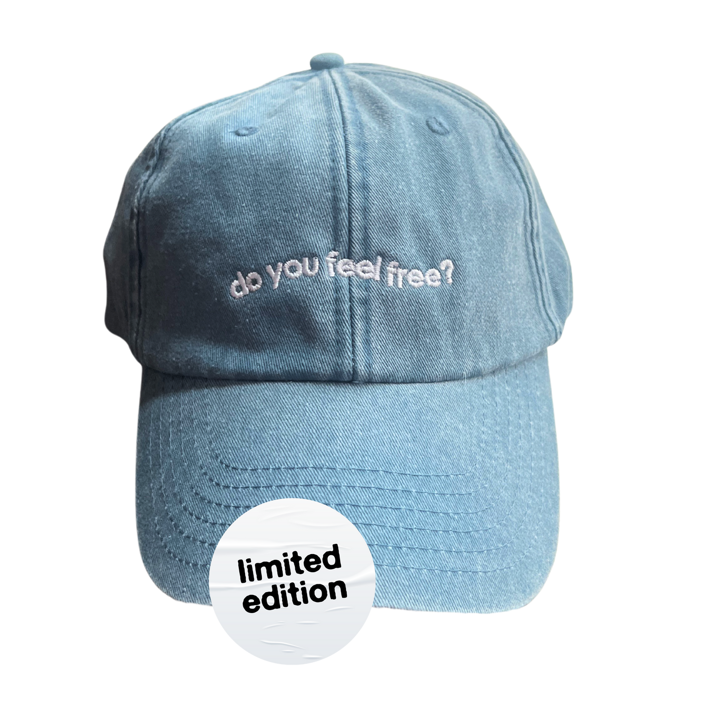 Vintage Blue 'Do You Feel Free?' Baseball Hat